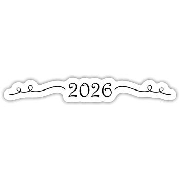 Ornement 2026 - Sticker taille S (10 x 10 cm) - blanc mat - Devant