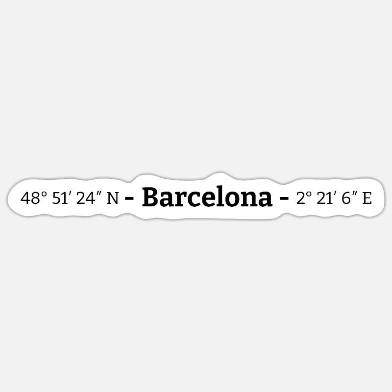 Coordonnées Barcelone - Sticker taille S (10 x 10 cm) - blanc mat
