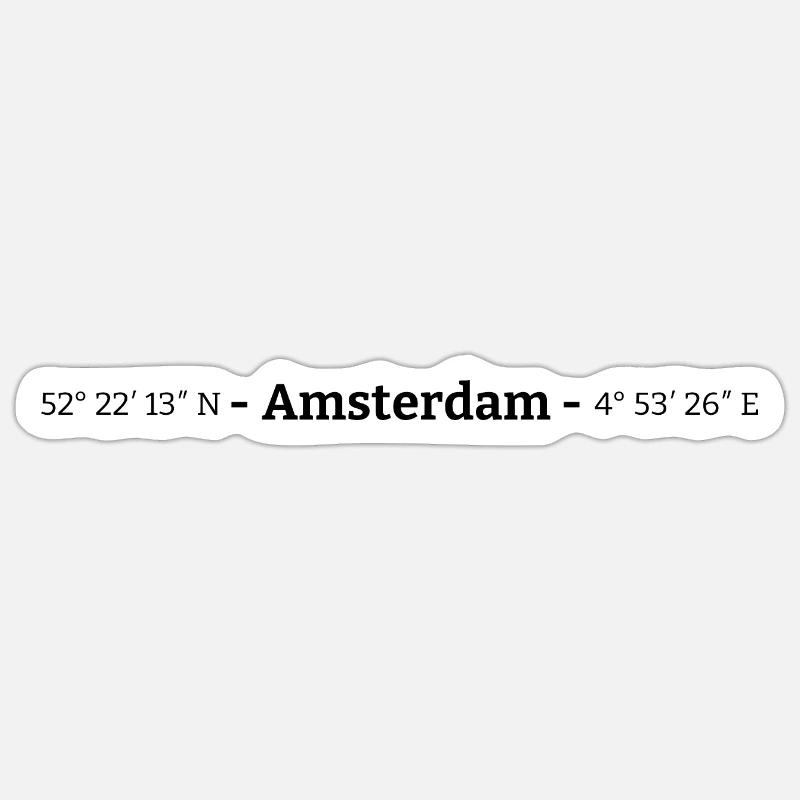 Coordinates Amsterdam - Sticker size S (10 x 10 cm) - white matte