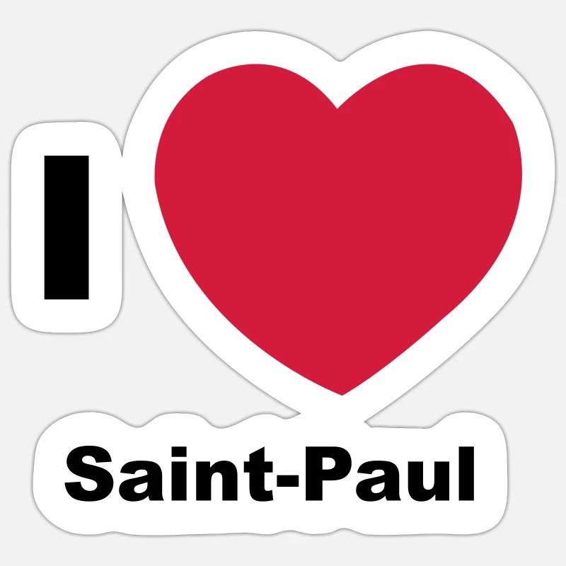 i love saint paul - Sticker taille S (10 x 10 cm) - blanc mat