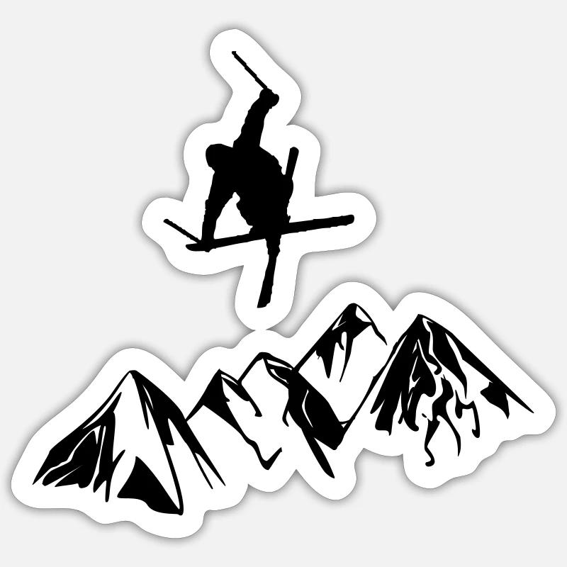 Coureur de montagne à ski - Sticker taille S (10 x 10 cm) - blanc mat