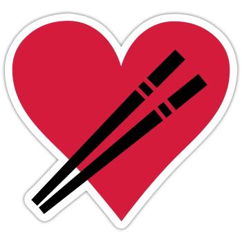 Love Stäbchen - Sushi - Sticker Größe S (10 x 10 cm) - Mattweiß - Vorne