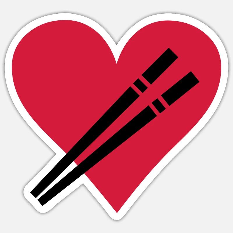 Love Stäbchen - Sushi - Sticker Größe S (10 x 10 cm) - Mattweiß