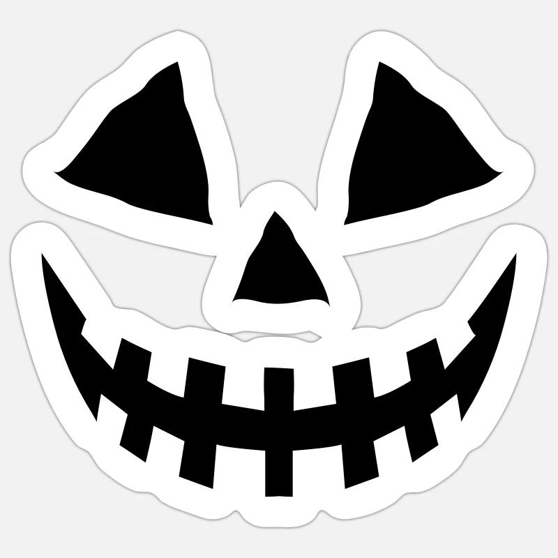 Face de citrouille - Sticker taille S (10 x 10 cm) - blanc mat