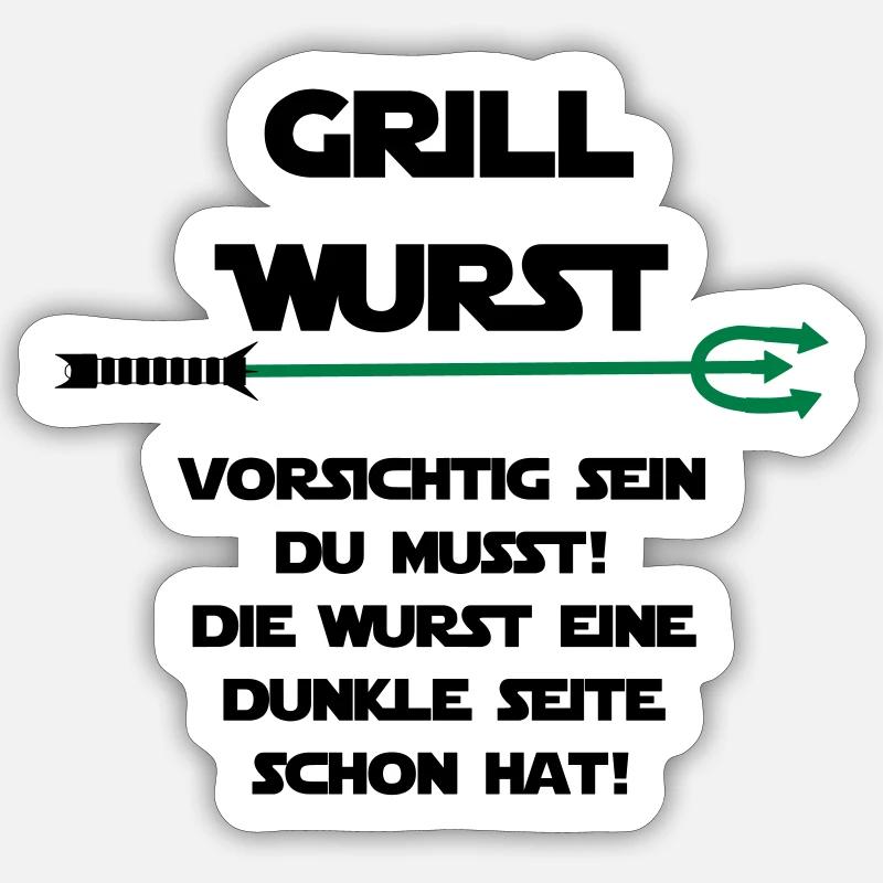 Grill Wurst dunkle Seite Sticker Größe S (10 x 10 cm)