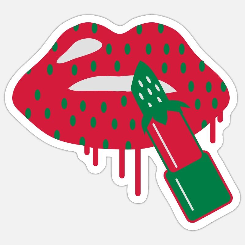 a strawberry lipstick Sticker size S (10 x 10 cm)