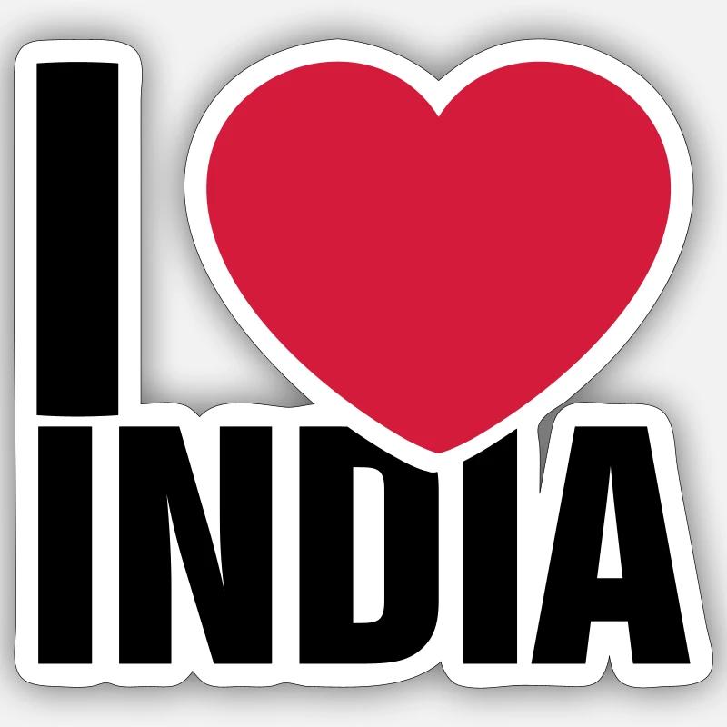 J'adore l'Inde - Sticker taille S (10 x 10 cm) - blanc mat