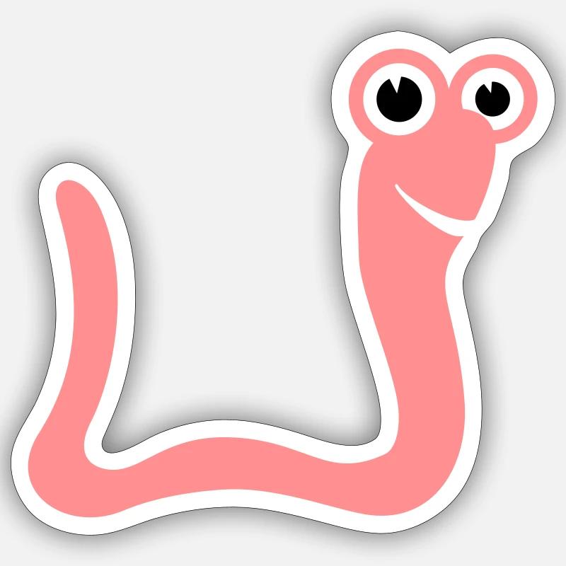 serpent ver - Sticker taille S (10 x 10 cm) - blanc mat