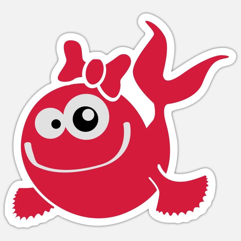 fish girl - Sticker taille S (10 x 10 cm) - blanc mat