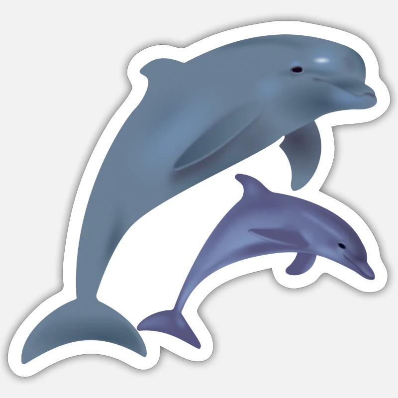 Les dauphins - Sticker taille S (10 x 10 cm) - blanc mat