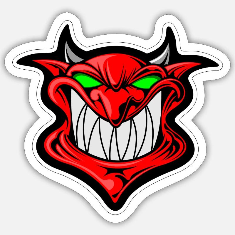 Grinning Devil - Sticker Größe S (10 x 10 cm) - Mattweiß