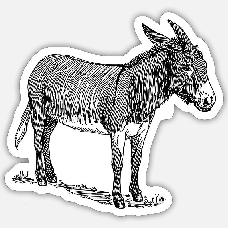 Esel - Sticker Größe S (10 x 10 cm) - Mattweiß