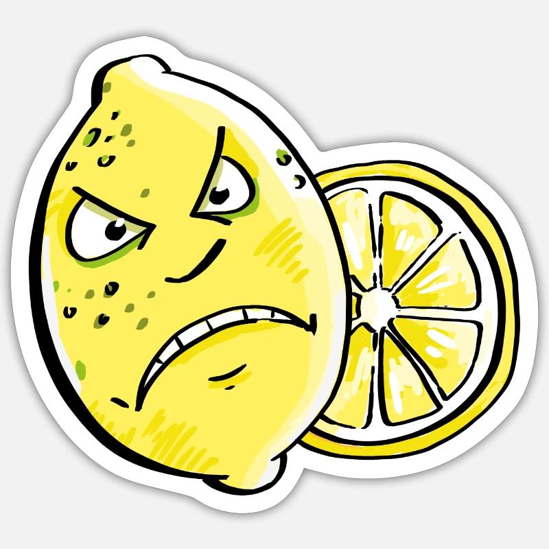 Bin Sauer - Citron - Citrus - Sticker taille S (10 x 10 cm) - blanc mat