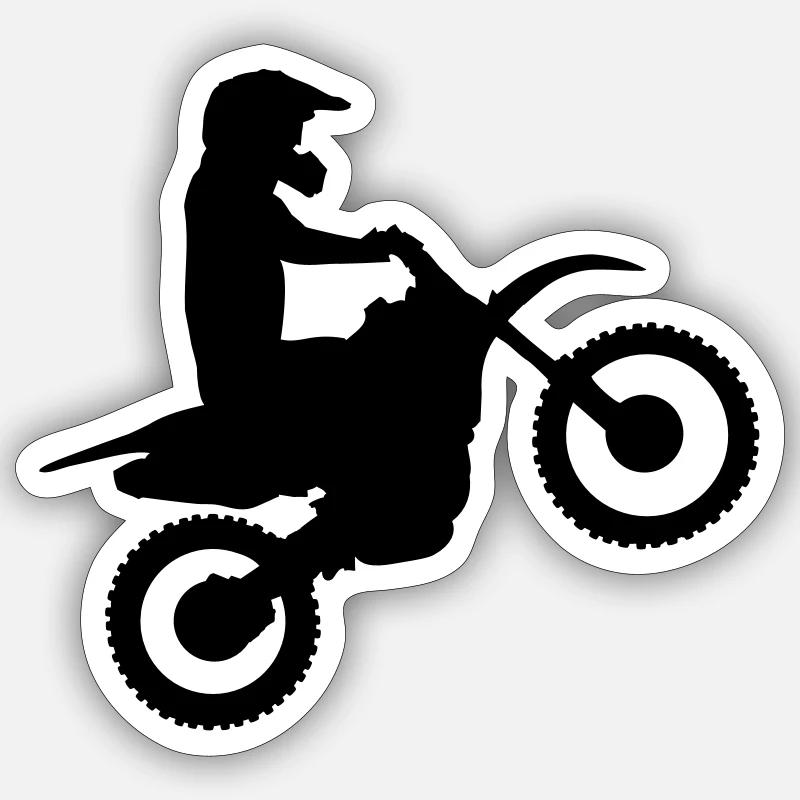 motocross - Sticker taille S (10 x 10 cm) - blanc mat