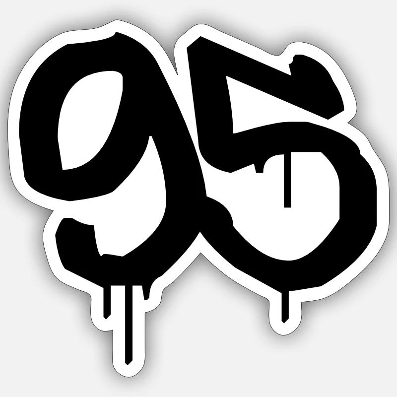 Tag : 95 - Sticker taille S (10 x 10 cm) - blanc mat