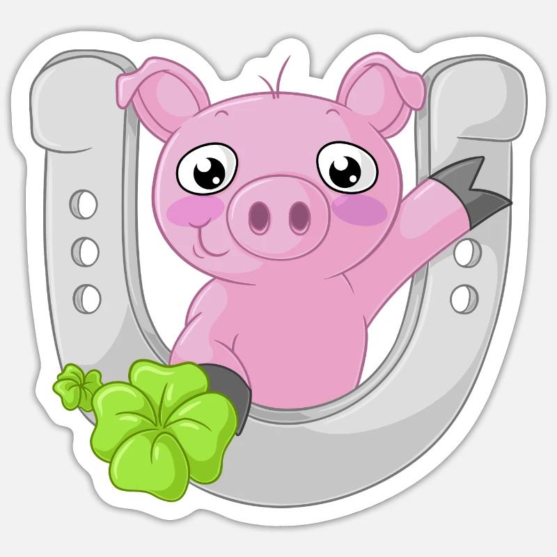 cochon comique du bonheur Sticker taille S (10 x 10 cm)