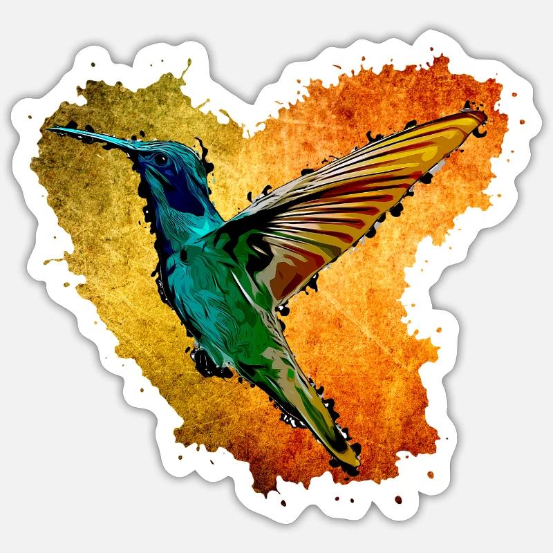 colibri - Sticker taille S (10 x 10 cm) - blanc mat