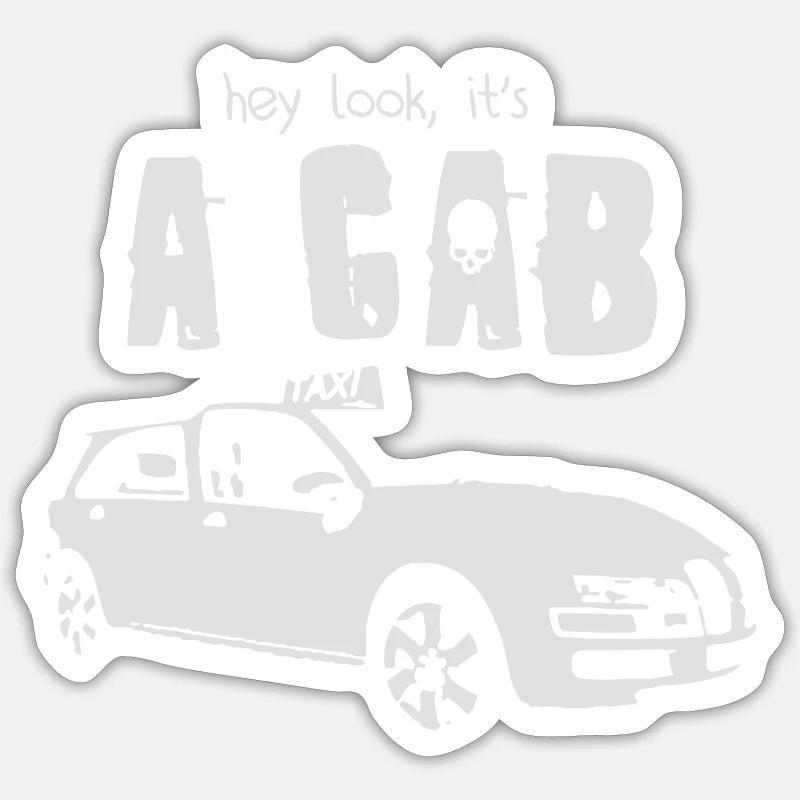 cab - Sticker size S (10 x 10 cm) - white matte