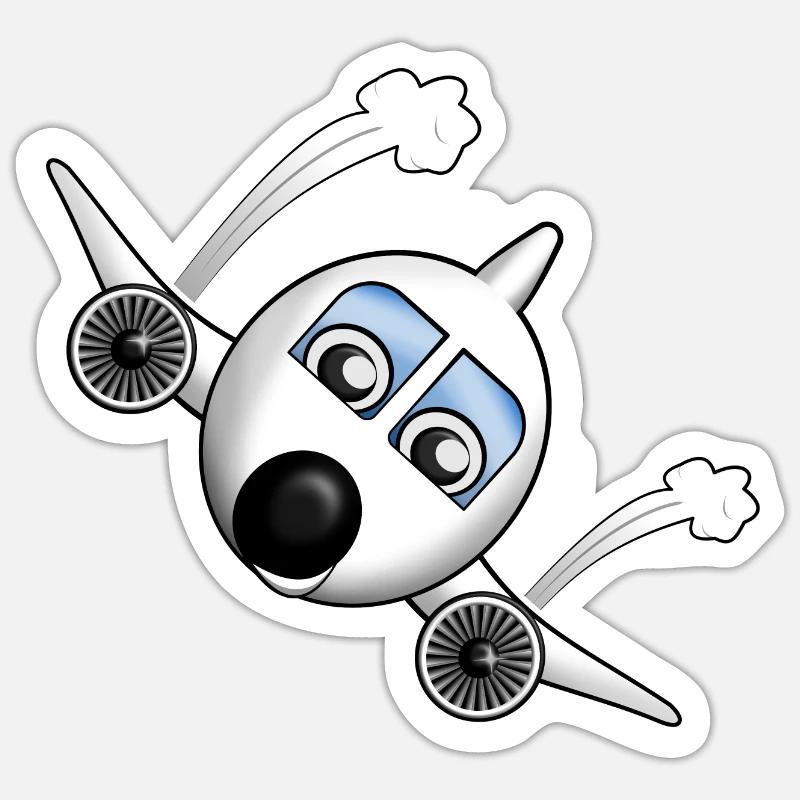 Flugzeug mit Gesicht - Sticker Größe S (10 x 10 cm) - Mattweiß