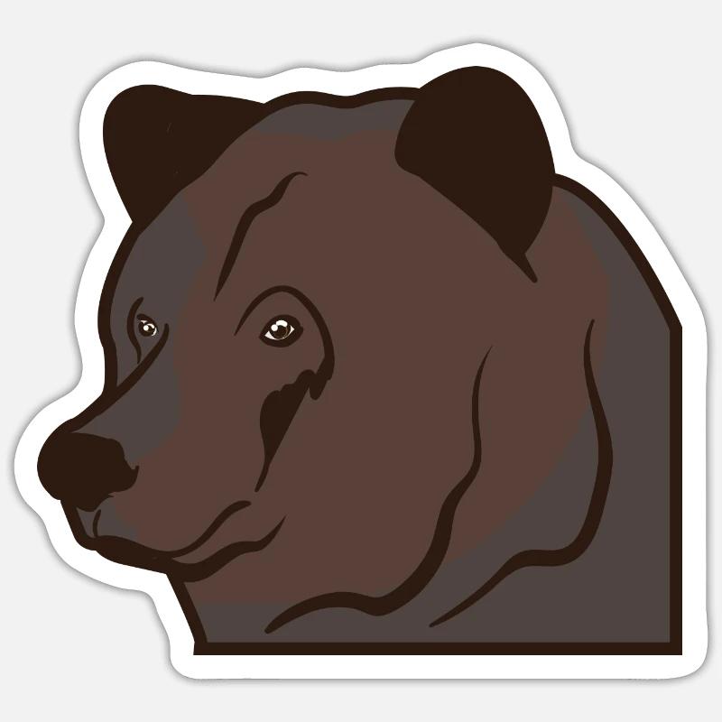 Tête d'ours ours brun - Sticker taille S (10 x 10 cm) - blanc mat
