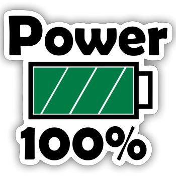 Power 100% with full battery icon - Sticker size S (10 x 10 cm) - white matte - Front
