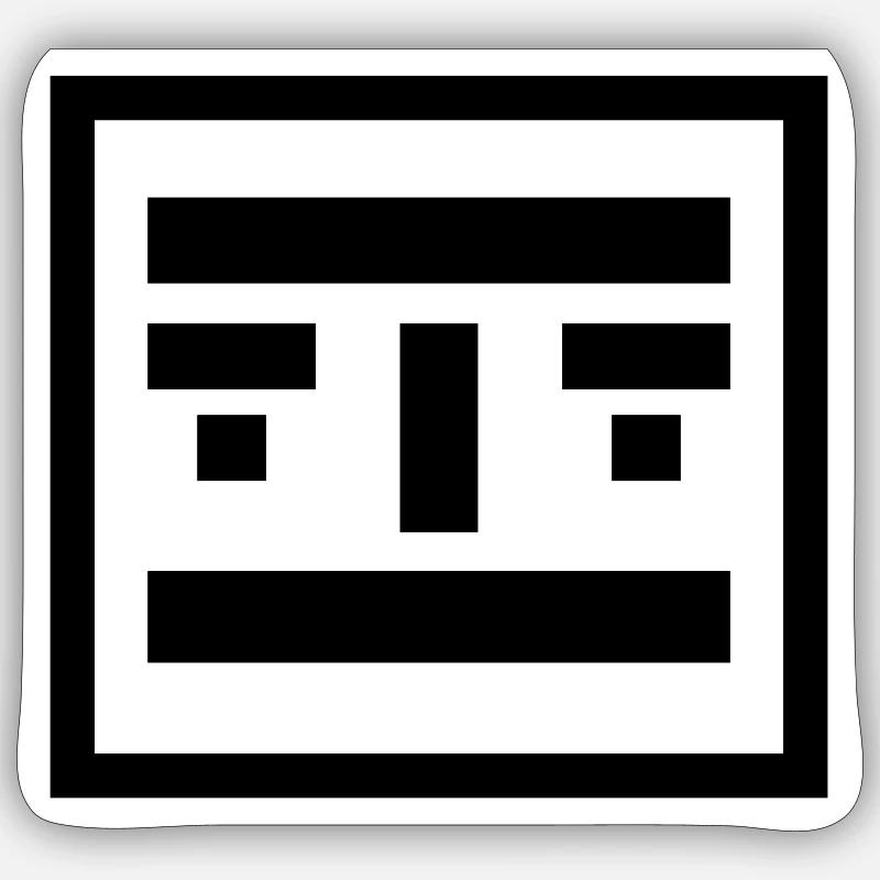 Roboter Gesicht Minimal Sticker Größe S (10 x 10 cm)