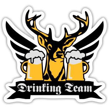 176 Super cerf drink team aile bière - Sticker taille S (10 x 10 cm) - blanc mat - Devant