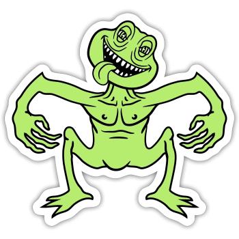verrueckt daemon gnom klein horror halloween gesic - Sticker Größe S (10 x 10 cm) - Mattweiß - Vorne