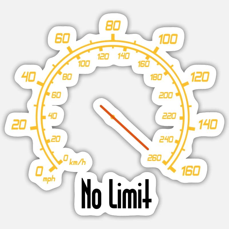 Tacho | No Limit - Sticker Größe S (10 x 10 cm) - Mattweiß