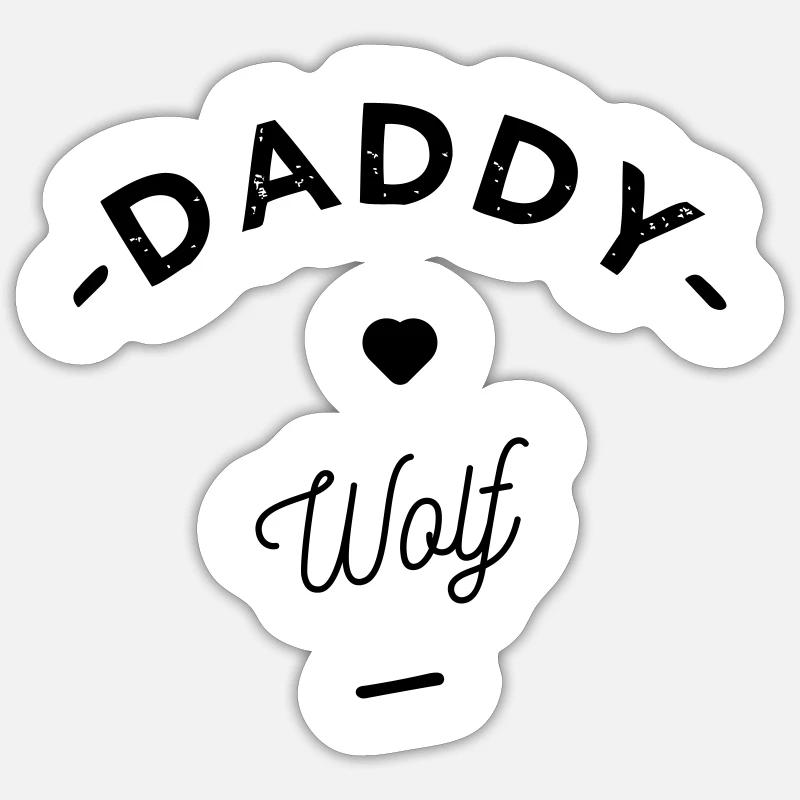 Daddy wolf - Sticker Größe S (10 x 10 cm) - Mattweiß