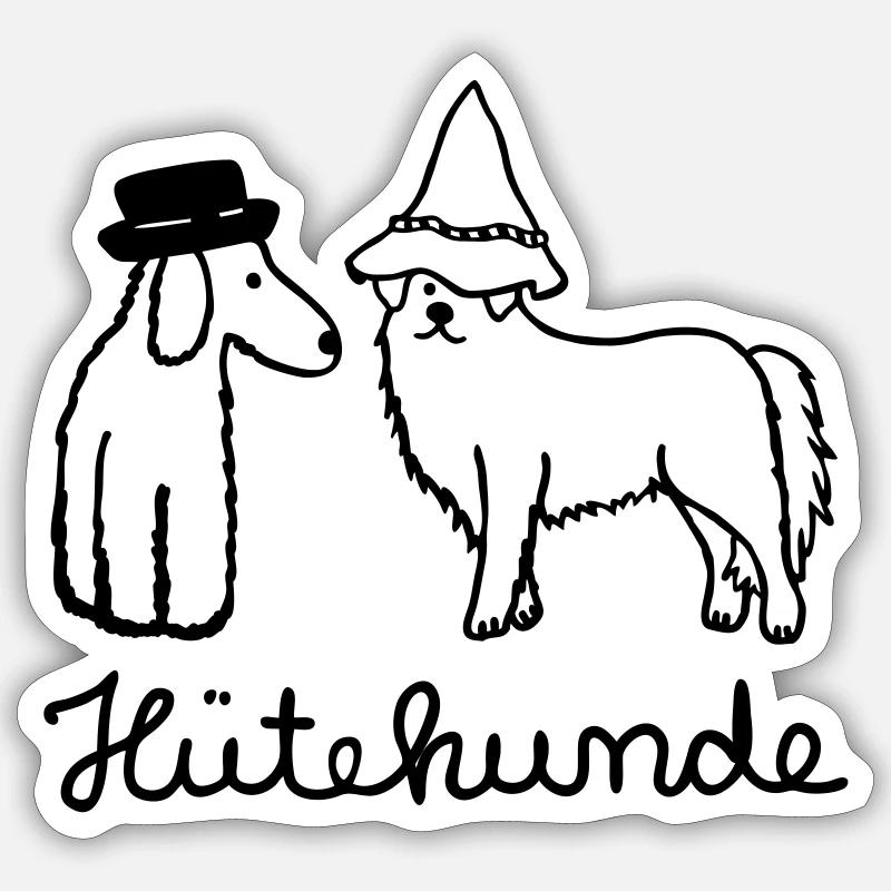 Hütehunde Hunde mit Hut Sticker Größe S (10 x 10 cm)