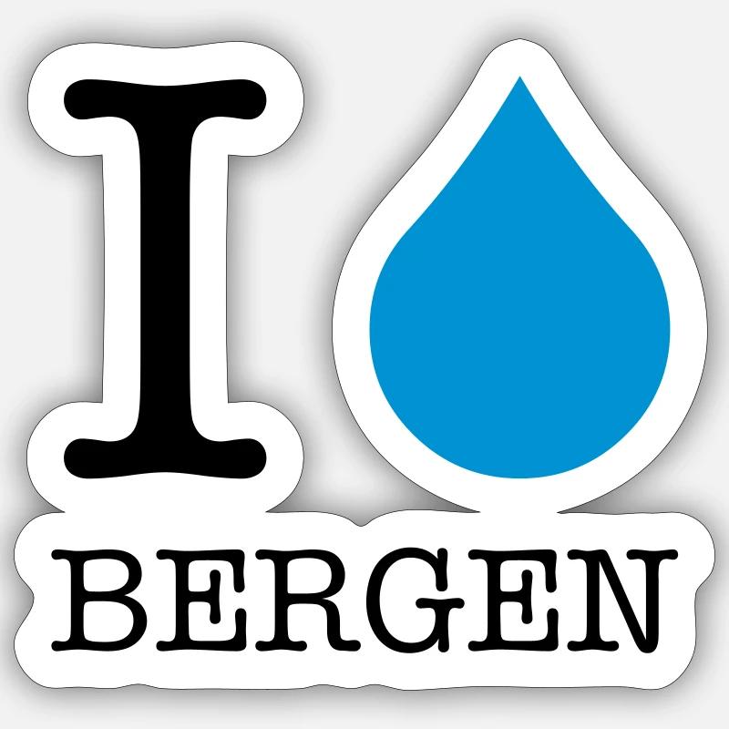 J’ADORE BERGEN - Sticker taille S (10 x 10 cm) - blanc mat