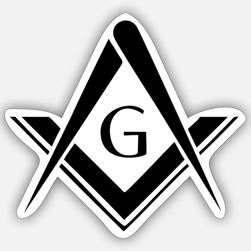 freemason symbol, masonic square & compass - Sticker size S (10 x 10 cm) - white matte