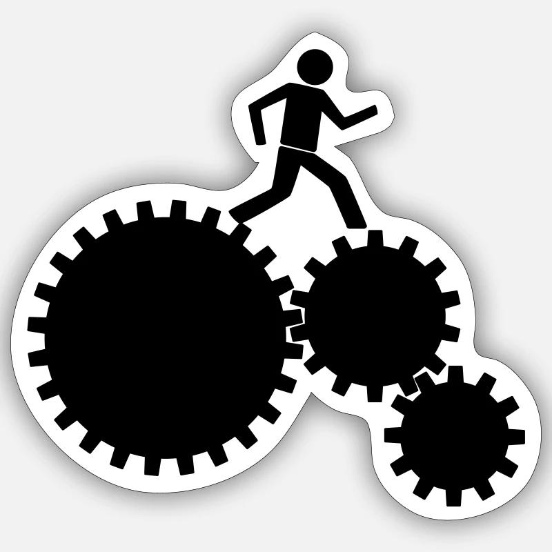 Arbeiter im Uhrwerk! - Sticker Größe S (10 x 10 cm) - Mattweiß