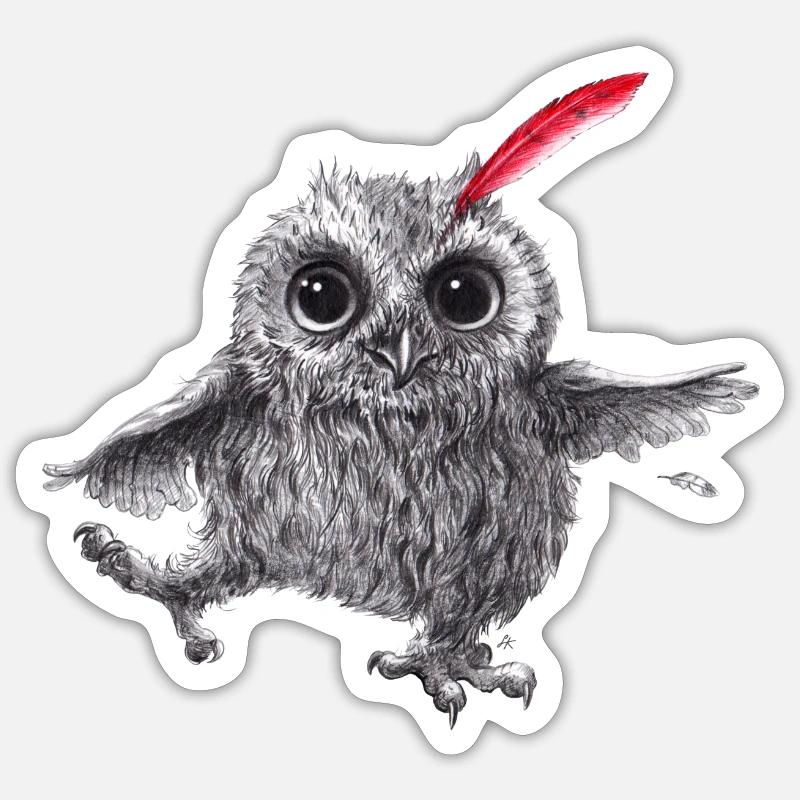 Chief Red - Glückliche Eule Sticker Größe S (10 x 10 cm)