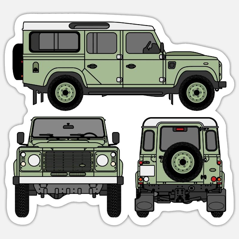 Defender 110 - Côtés - Sticker taille S (10 x 10 cm) - blanc mat