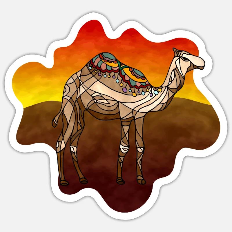 Chameau - Sticker taille S (10 x 10 cm) - blanc mat