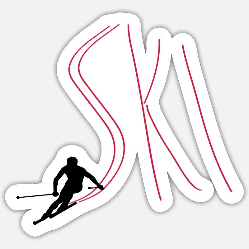 Ski - Sticker taille S (10 x 10 cm) - blanc mat