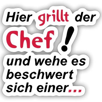 Voici griller le chef - Sticker taille S (10 x 10 cm) - blanc mat - Devant