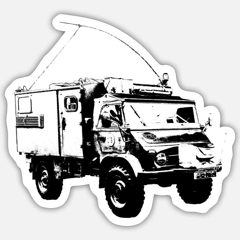 Unimog 404S - Sticker taille S (10 x 10 cm) - blanc mat