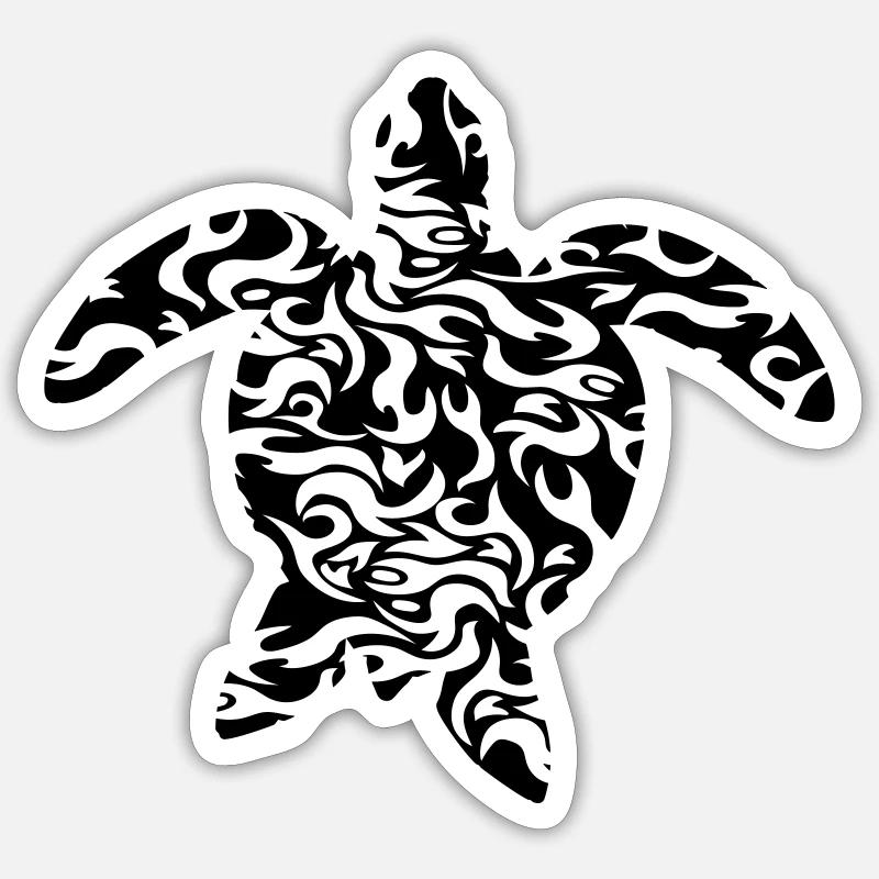 pattern cool sea turtle silhouette outline s Sticker size S (10 x 10 cm)