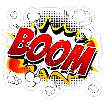 Boom Comic Grafik - Sticker Größe S (10 x 10 cm) - Mattweiß - Vorne