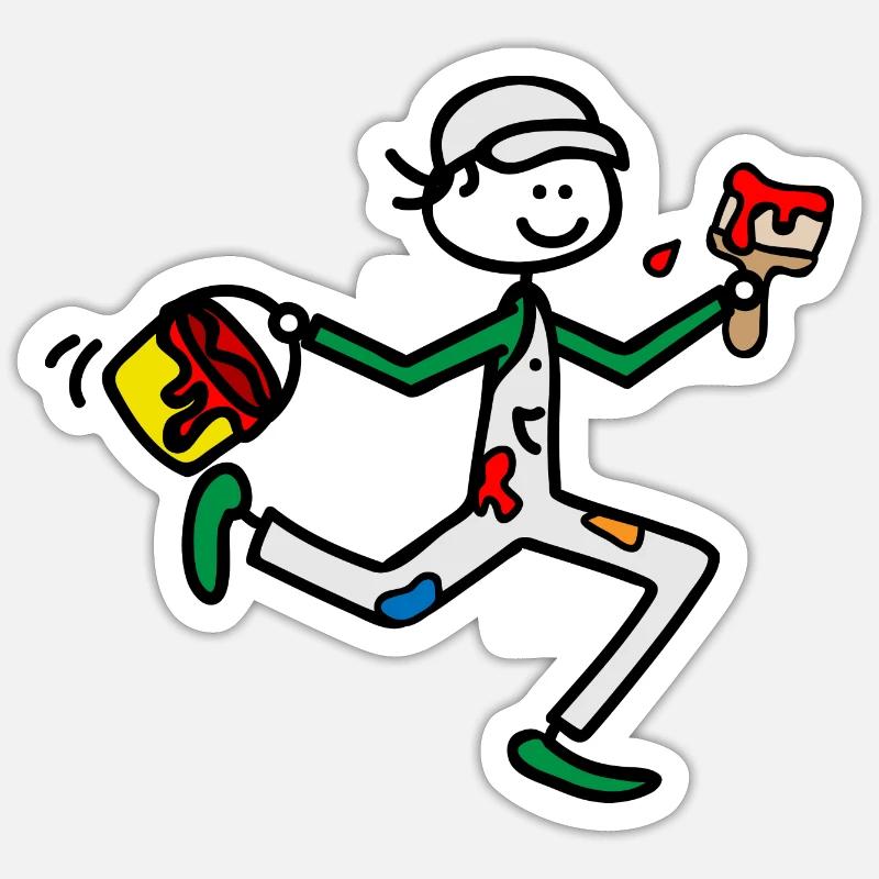 Peintre - Sticker taille S (10 x 10 cm) - blanc mat