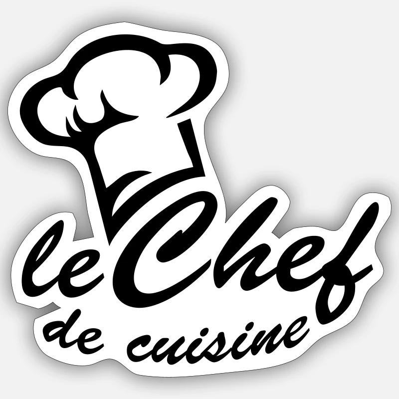 Chef de cuisine, toque, maître, hôtel, restaurant - Sticker taille S (10 x 10 cm) - blanc mat