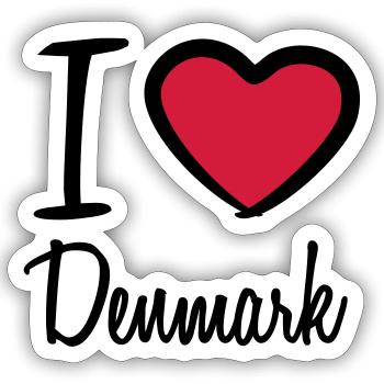 I Love Denmark Danmark Logo - Sticker taille S (10 x 10 cm) - blanc mat - Devant