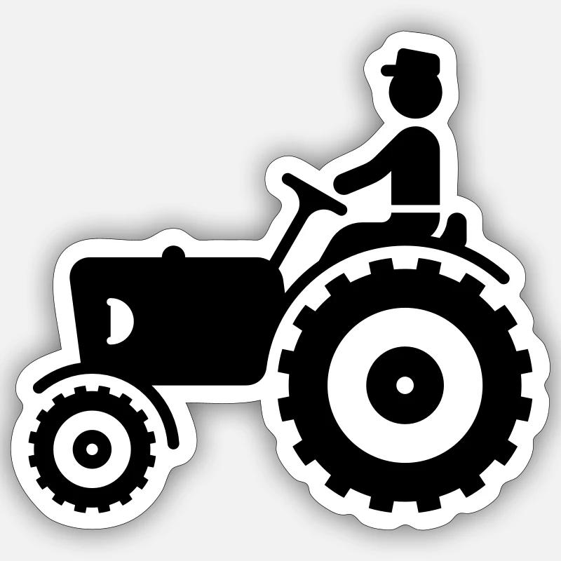 Farmer With Tractor Sticker size S (10 x 10 cm)