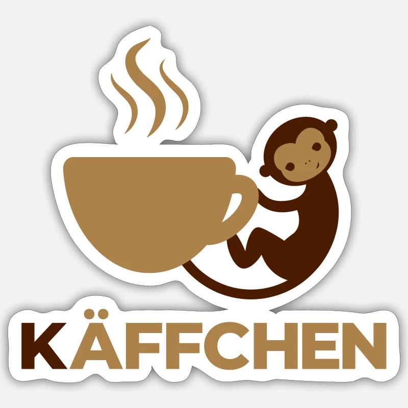 Käffchen - Kaffee Affe Sticker Größe S (10 x 10 cm)
