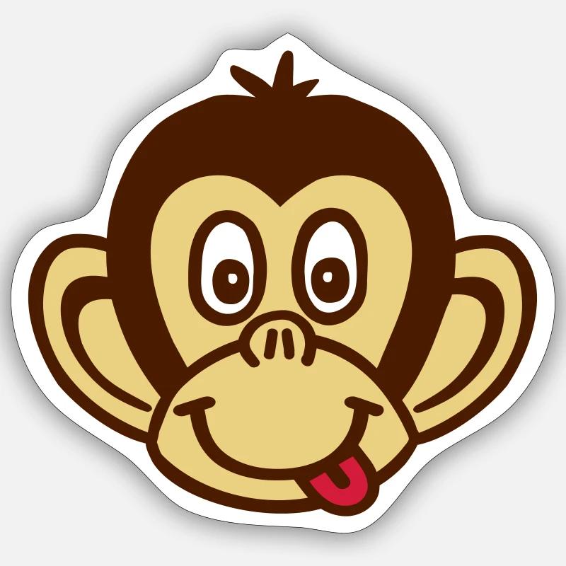Affe - Sticker Größe S (10 x 10 cm) - Mattweiß