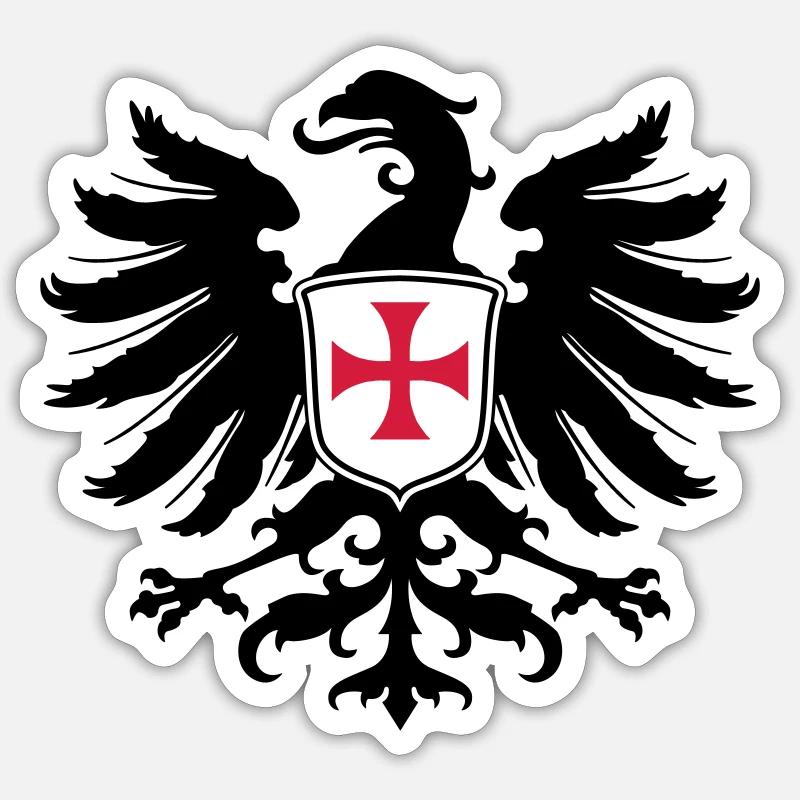 Adler Templer Kreuz - Sticker Größe S (10 x 10 cm) - Mattweiß