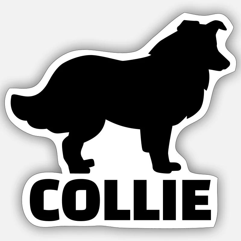 Collie - Sticker taille S (10 x 10 cm) - blanc mat